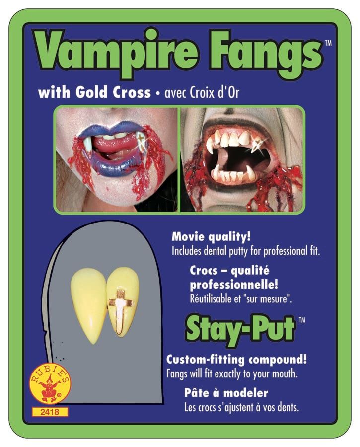 Vampire Fangs With Gold Cross