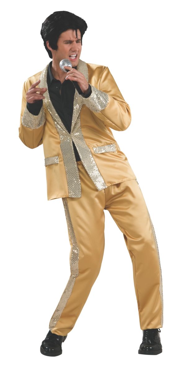 Adult Deluxe Gold Satin Elvis Suit Costume