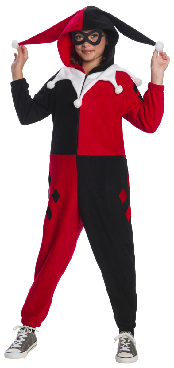 Kids DC Comics Superheroes BAT Harley Quinn Comfywear One Piece Jumpsuit Costume