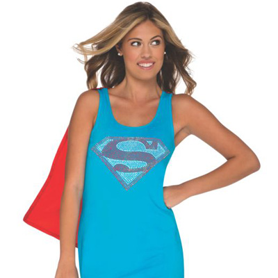 Tank Dress with Removable Cape Teen Supergirl Costume