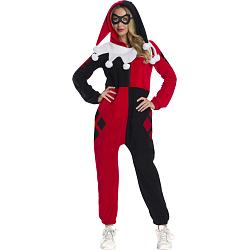 Adult DC Comics Superheroes Harley Quinn Comfywear One Piece Jumpsuit Costume