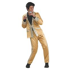 Adult Deluxe Gold Satin Elvis Suit Costume
