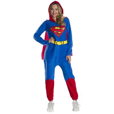 Adult DC Comics Superheroes SupermanWomens Comfywear One Piece Jumpsuit Costume
